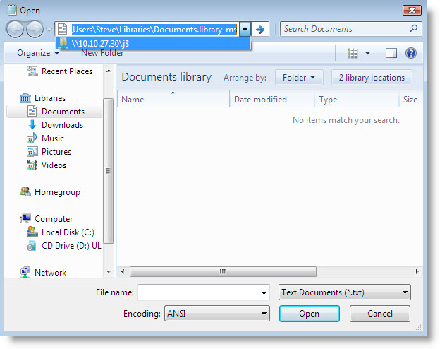 Windows 7 File Open Dialog