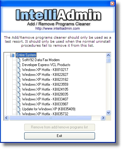 Screenshot of Add Remove Program Cleaner