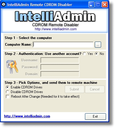 Screenshot of CD ROM Drive Remote Disabler