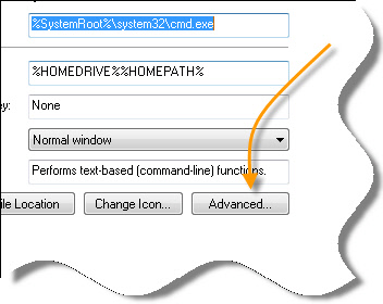 Command Prompt Advanced Properties