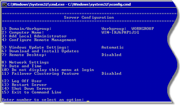 Windows 2008 Core R2 Cmd Line Config