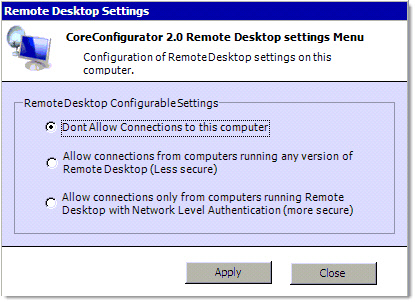 Windows 2008 Server Core Remote Desktop Configuration