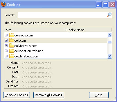 FireFox dell cookies