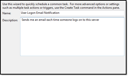 Logon Email Notification Description