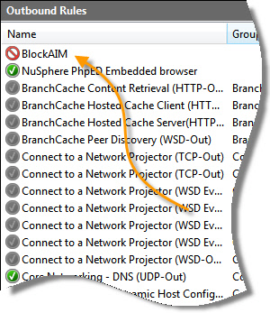 Outbound rule to block AIM