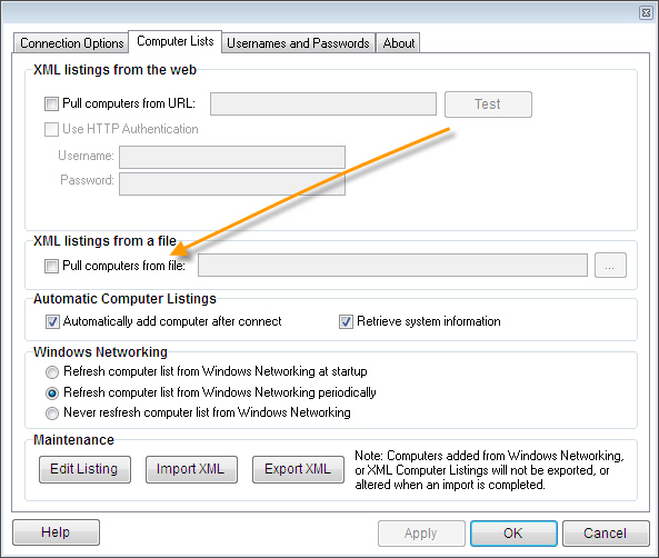 Remote Control Client File XML