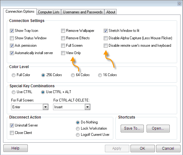 Remote Control Client Disable Inputs