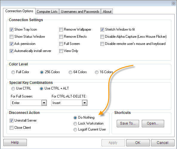 Remote Control Client Lock Workstation