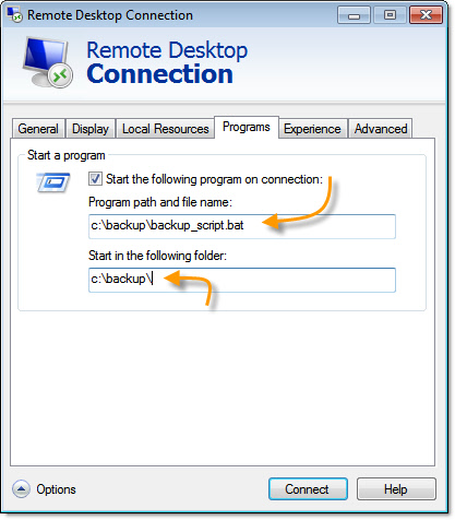 Remote Desktop Start Program