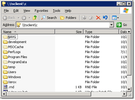 Remote Desktop TSCLIENT view