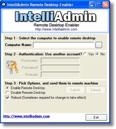 Screenshot of Remote Desktop Enabler