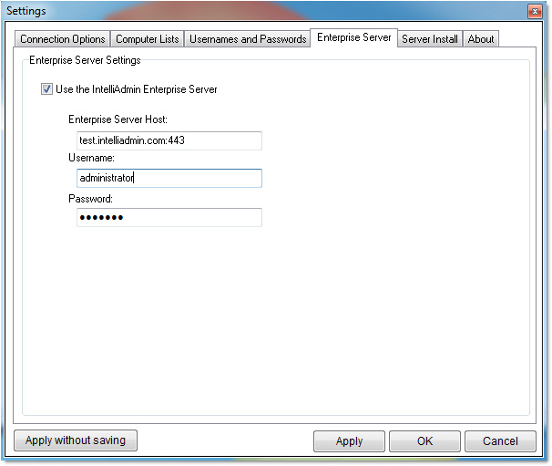 Enterprise Server Settings