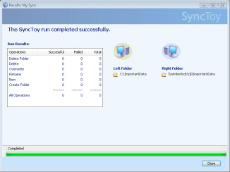 SyncToy Finished