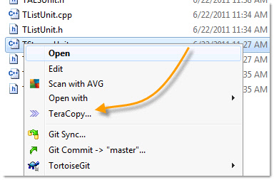 Tera Copy Context Menu