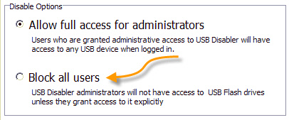 USB Disabler Options