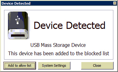 USB Disabler Device Detected