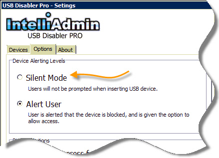 USB Disabler Pro Silent Mode