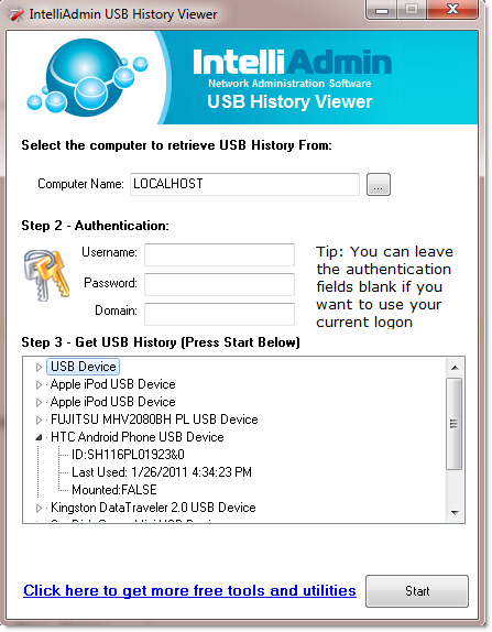 USB History view