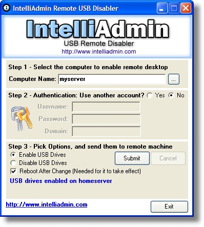 Screenshot of USB Remote Drive Disabler
