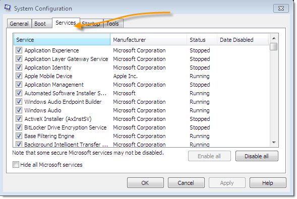 Windows 2008 Clean Boot Services