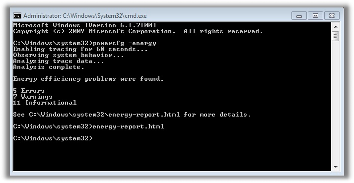 Windows 7 Powercfg