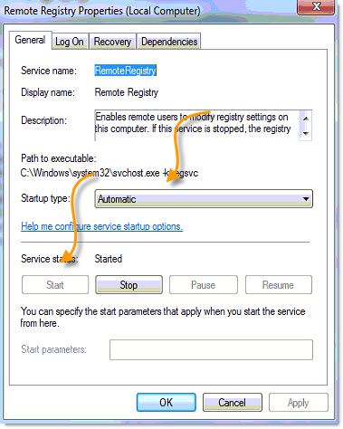 Windows 7 Remote Registry Properties
