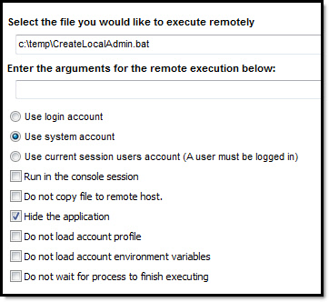 Create Local Admin Settings