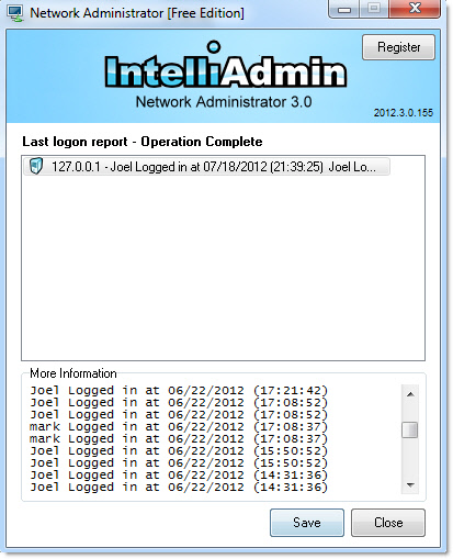 Network Administrator Last Logon Output