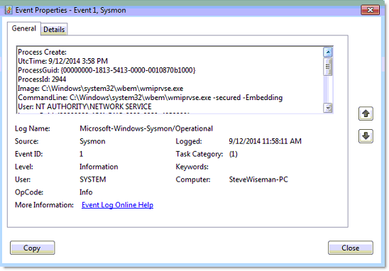 SysMon Event Log Entry