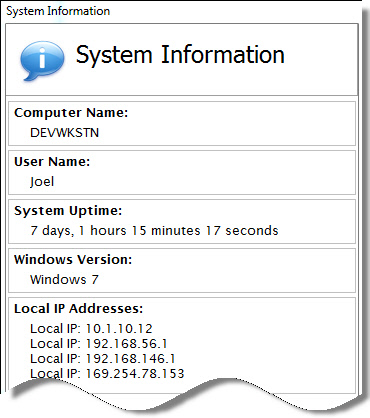 System Info Interface