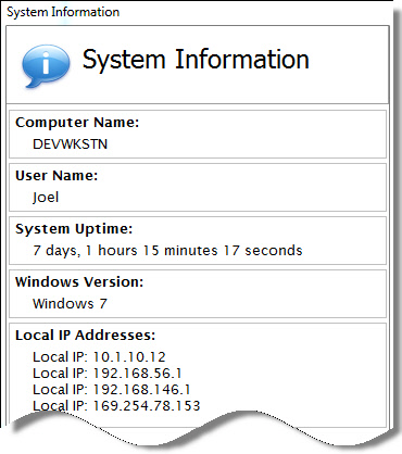 System Info Interface