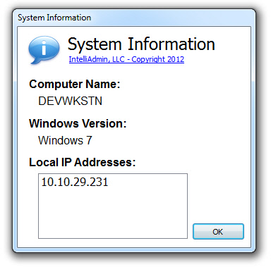 System Information Main Screen