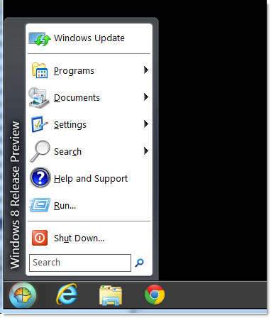 Shutdown Start Menu Vista