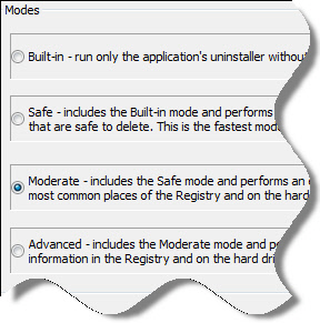 Revo Uninstaller Modes